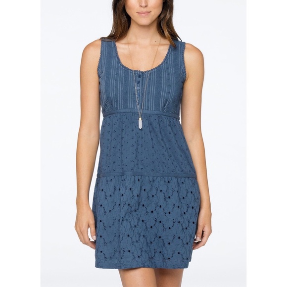 Prana Dresses & Skirts - PrAna Blue Floral Eyelet Kendall Dress, Sz L